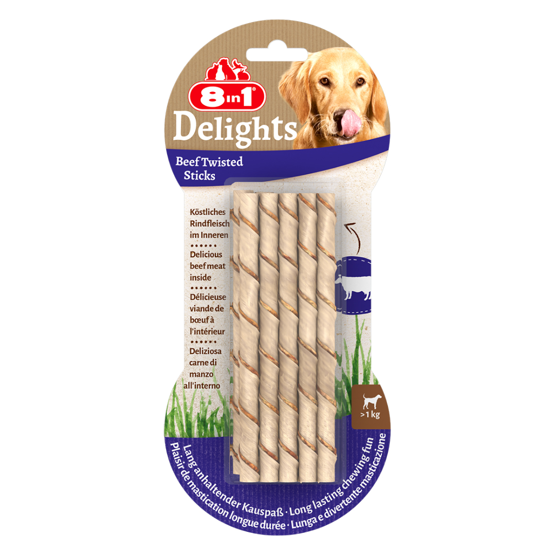 8in1 Delights Beef Twisted Sticks 10 pcs, 55 g