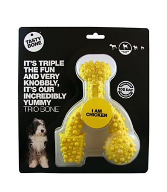 TastyBone Nylon Trio Bone Toy for Small Dogs, Chicken Flavor