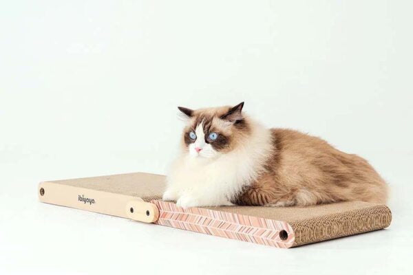Ibiyaya-Fold-Out Cardboard Cat Scratcher - Cinnamon