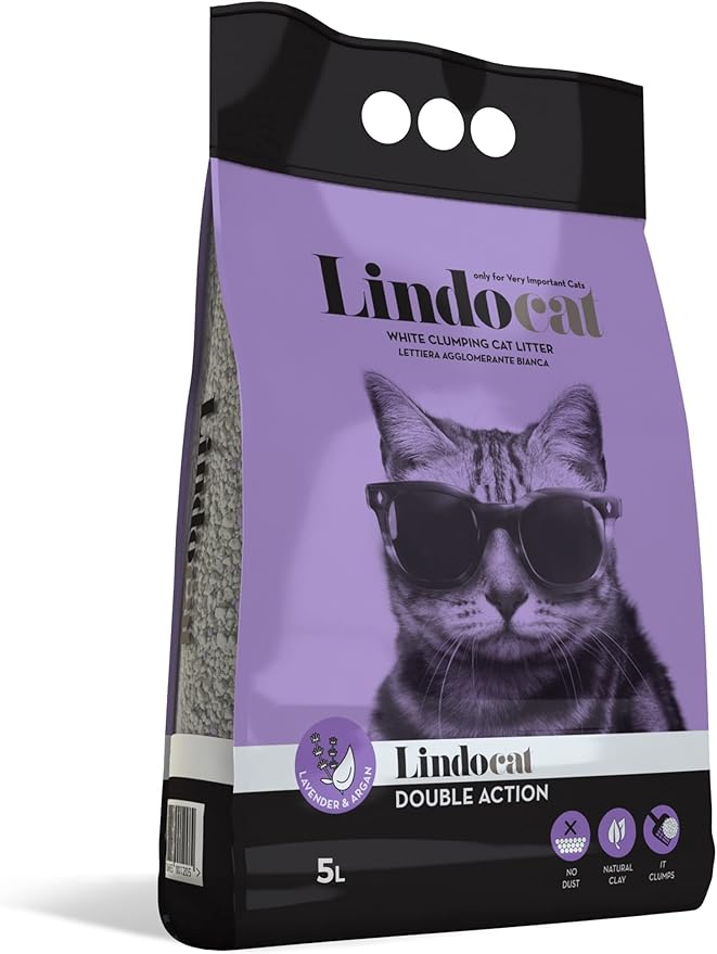 LindoCat - White Bentonite Double Action - 5 L (Lavender)