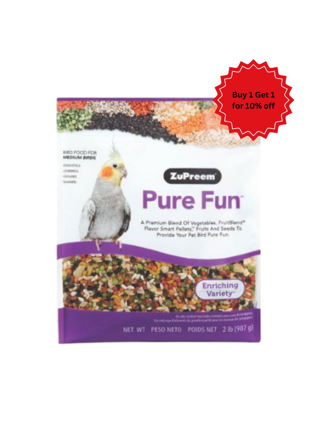 Zupreem - Pure Fun Medium Birds 2lb (0.91kg)