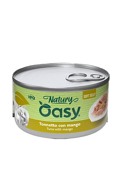 طعام اوزي الرطب للقطط جيلي ناعم بنكهه تونة مع مانجو حجم العبوه 85 جم