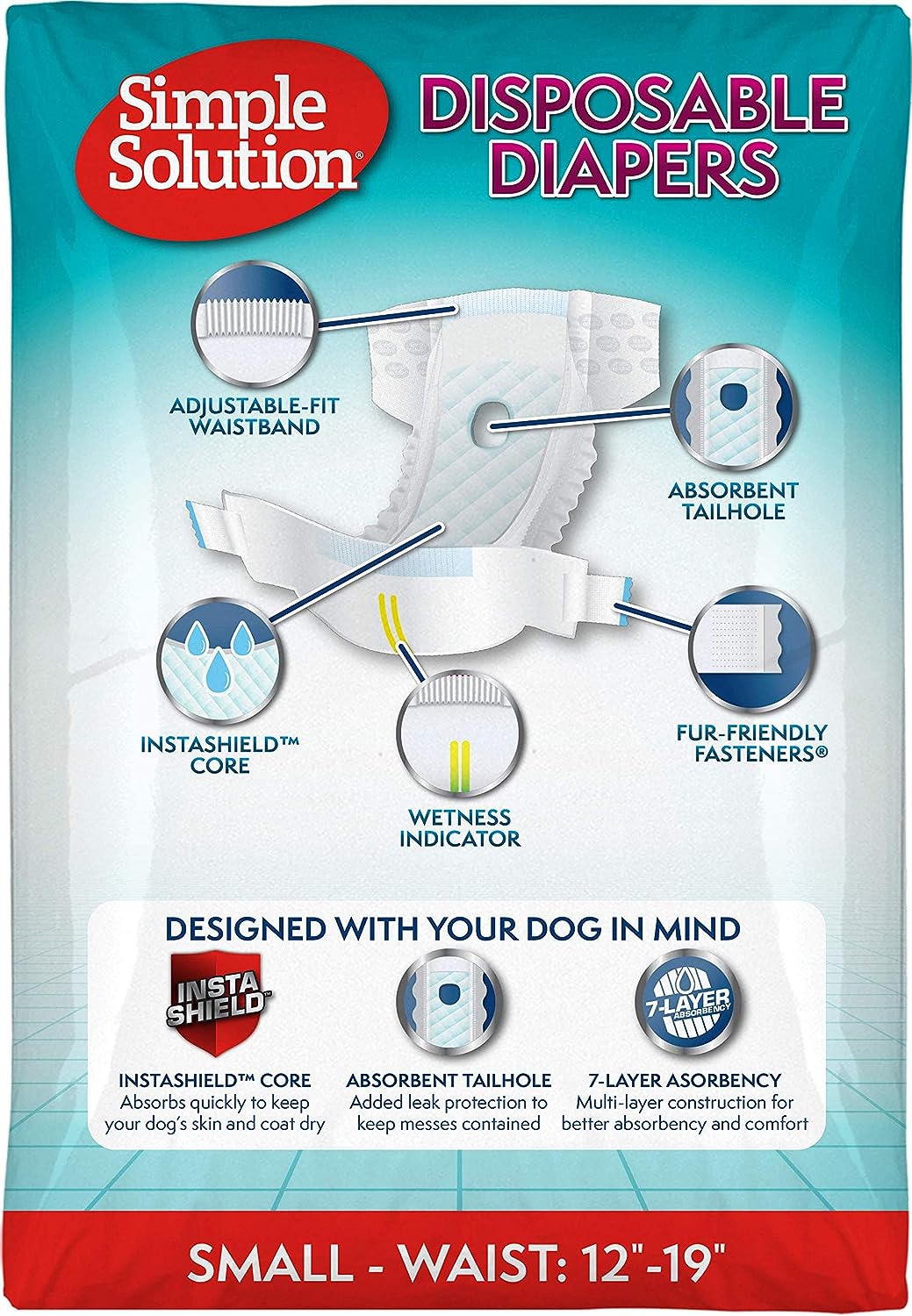 حفاضات سيمبل سوليوشن متوسطة الحجم للاستخدام مرة واحدة، عبوة من 12 قطعة