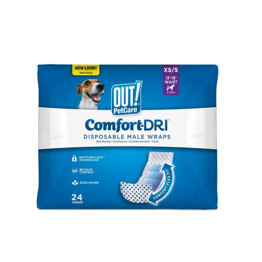 OUT! Disposable Male Wraps 13-18 / xsmall/small 24 count Manna Pro