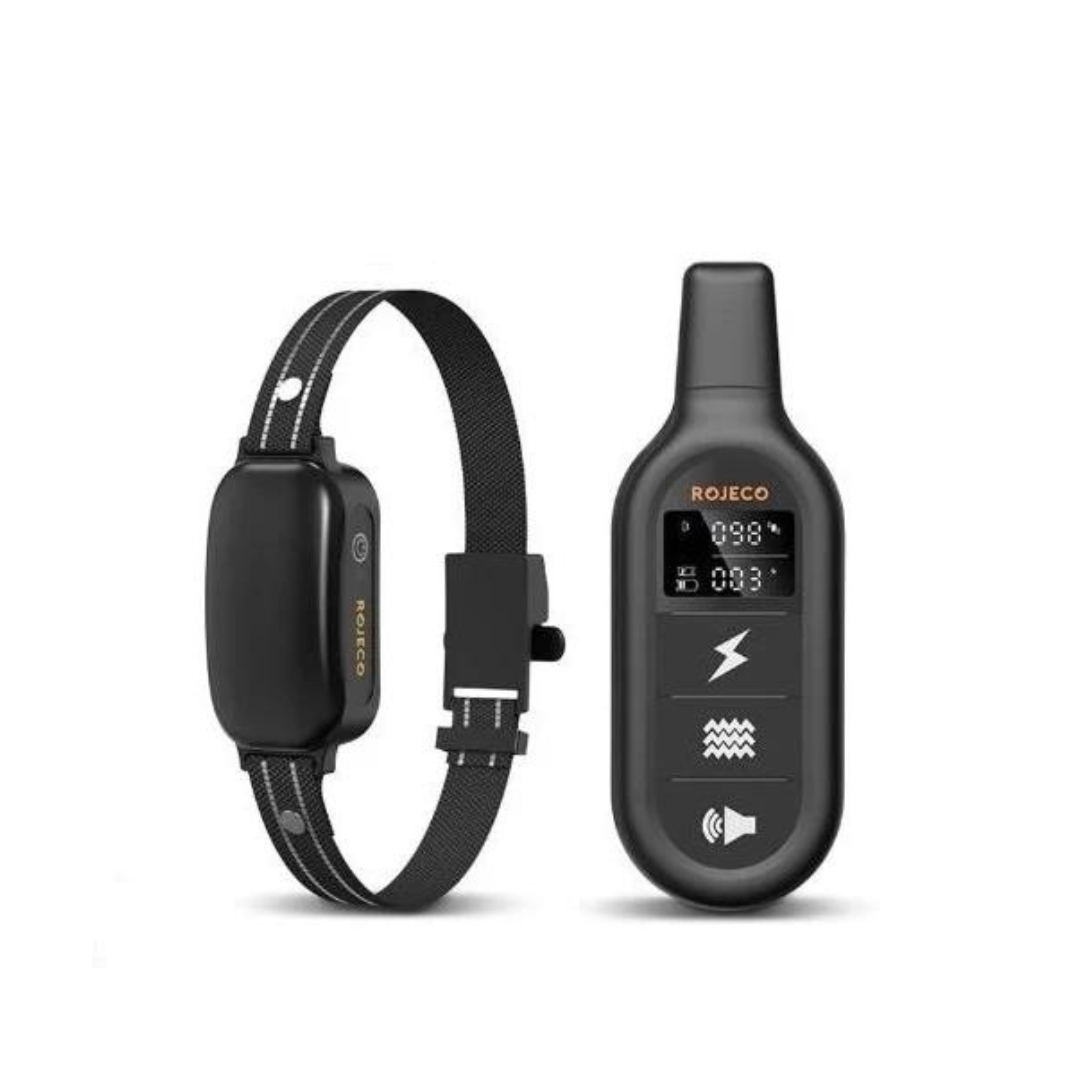طوق روجيكو للتدريب باللون الأسود للكلاب مع جهاز تحكم بعد 1000 متر
