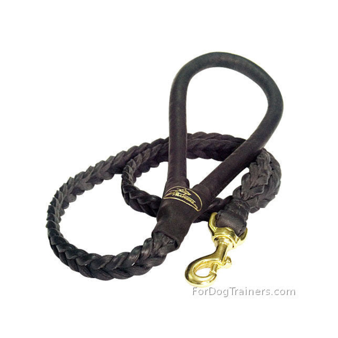 Dog Training-Braided leather dog leash 20 mm L12