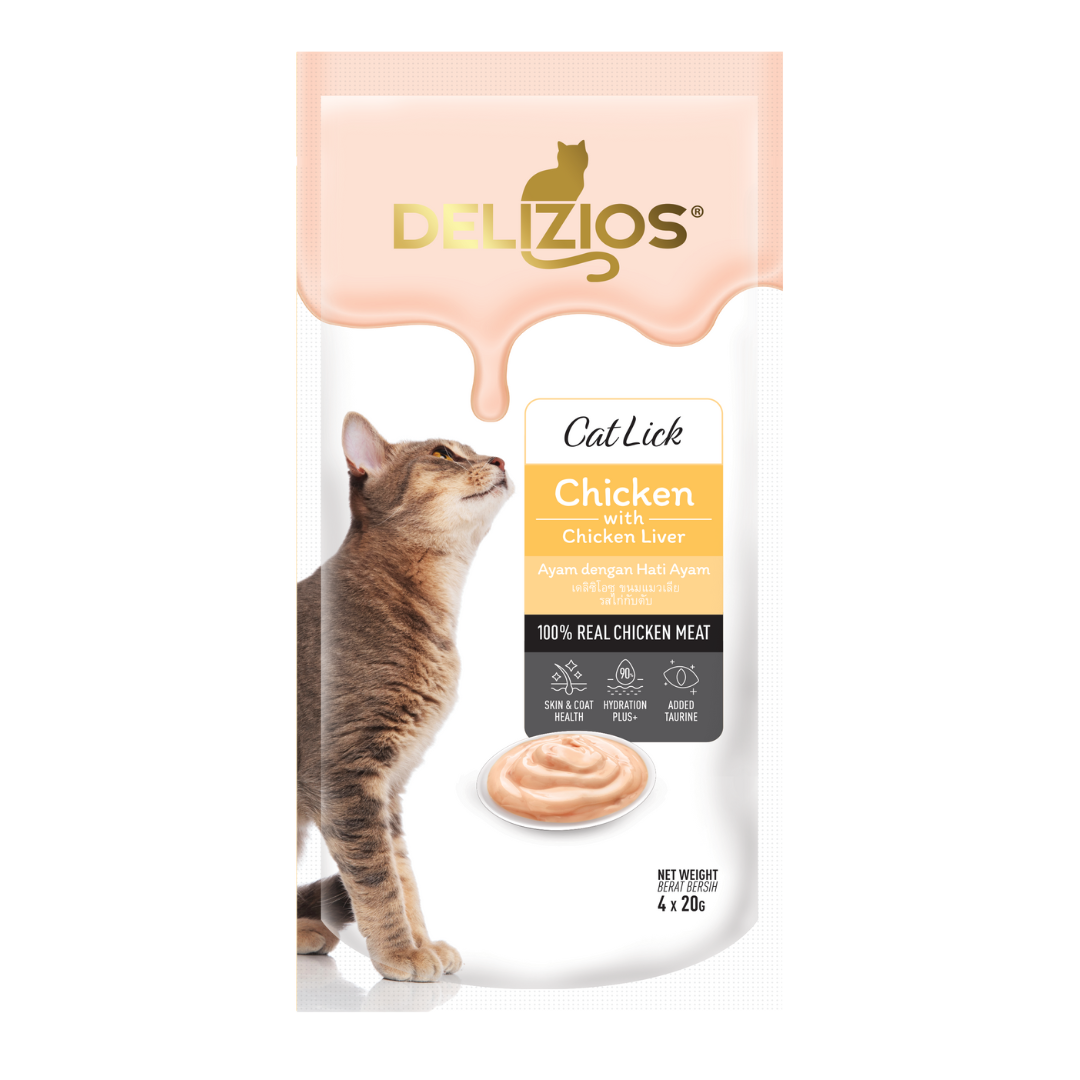 DELIZIOS CAT LICK CHICKEN WITH CHICKEN LIVER ( 20g x 4pcs )