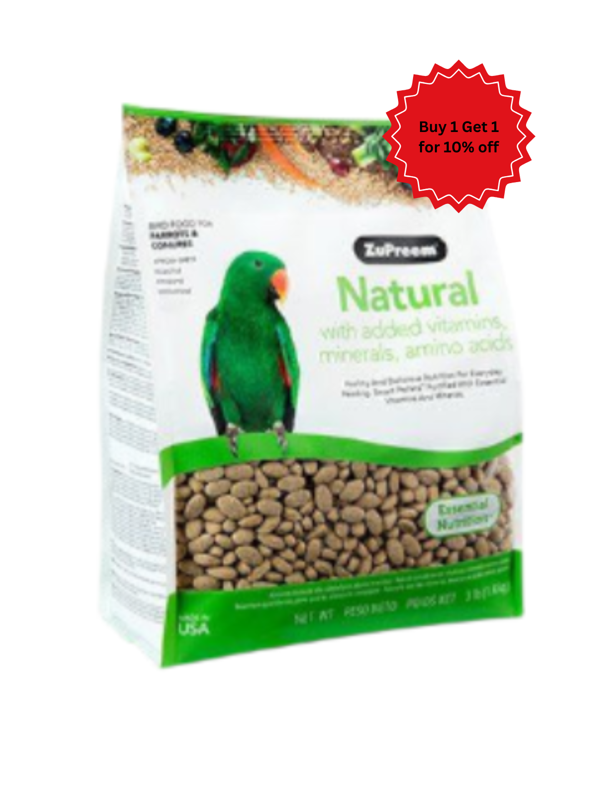 Zupreem - Natural Avian Diet Parrots & Conures 3lb (1.36kg)