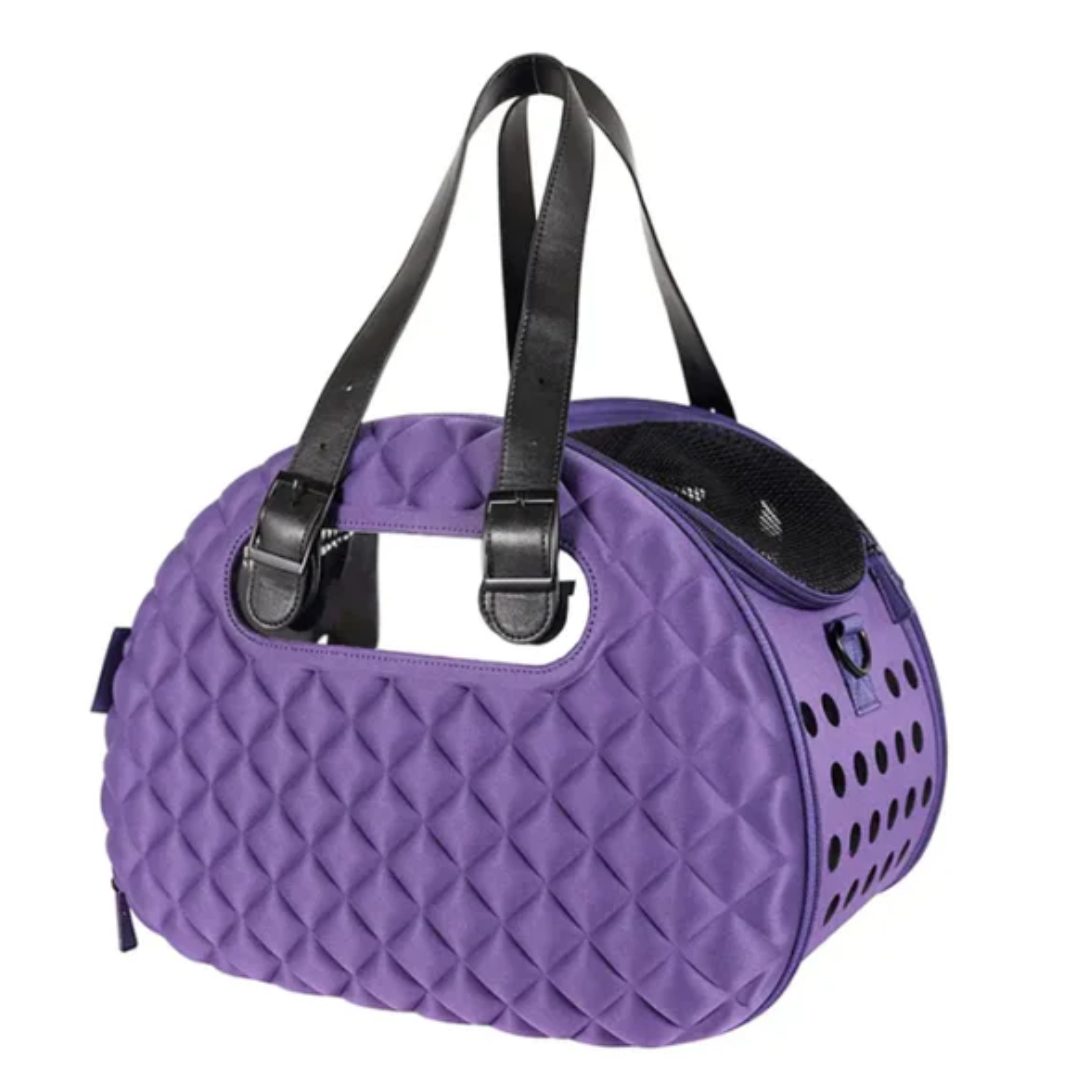 Ibiyaya Collapsible Pet Carrier with Shoulder Strap- (38cm x 29cm x 28cm )- Purple