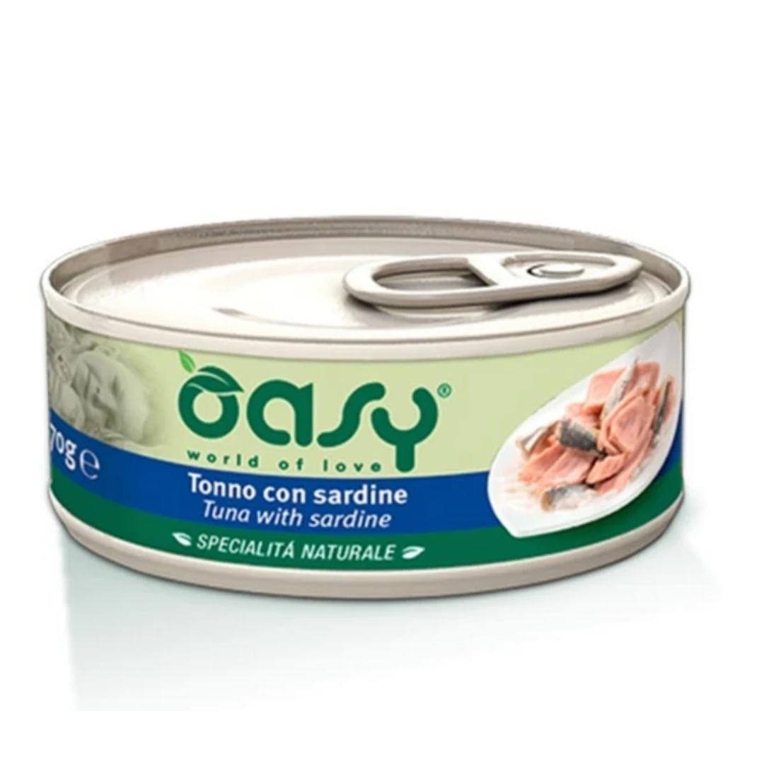 طعام اوزي الرطب للقطط بنكهه التونه مع السردين حجم العبوه 70جم