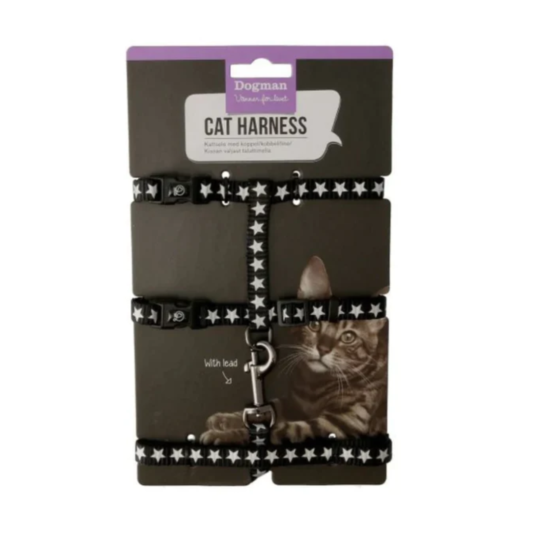 DogMan-Cat harness Findus Black(120cm×10mm)