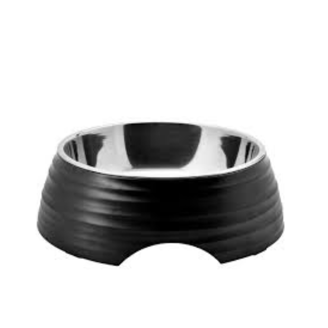 وعاء طعام دوغ مان من الملامين باللون الأسود ( أحجام مختلفة )