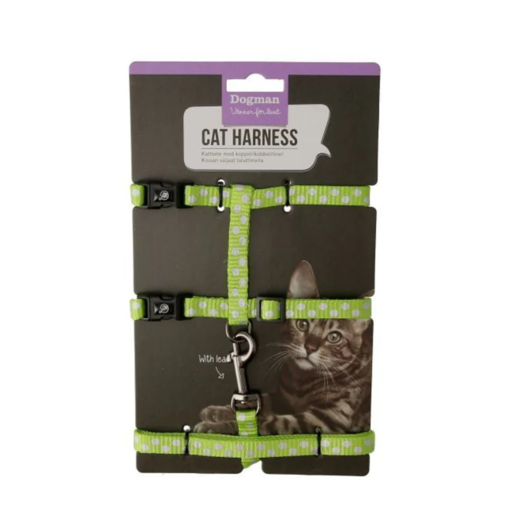 DogMan-Cat harness Findus stars green(120cm×10mm)