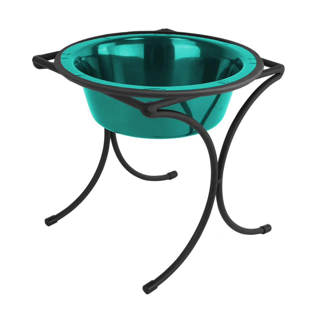 وعاء طعام بلاتينيوم بيتس أولمبيك داينر مع وعاء من الفولاذ المقاوم للصدأ للحيوانات الأليفة مقاس أكس سمول لون أزرق مخضر كاريبي