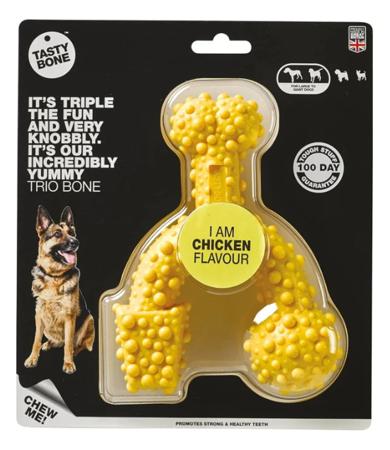 TastyBone Nylon Trio Bone Toy for Large Dogs, Chicken Flavor