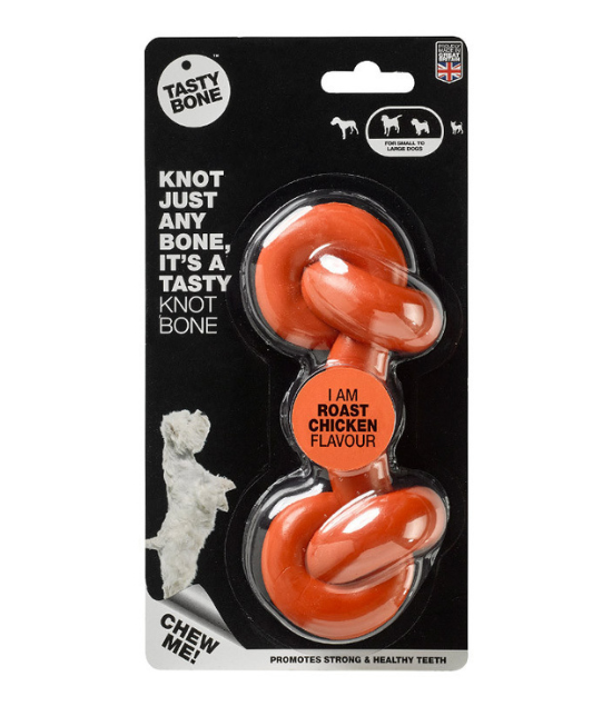 TastyBone Nylon Knotted Bone, Roast Chicken Flavor