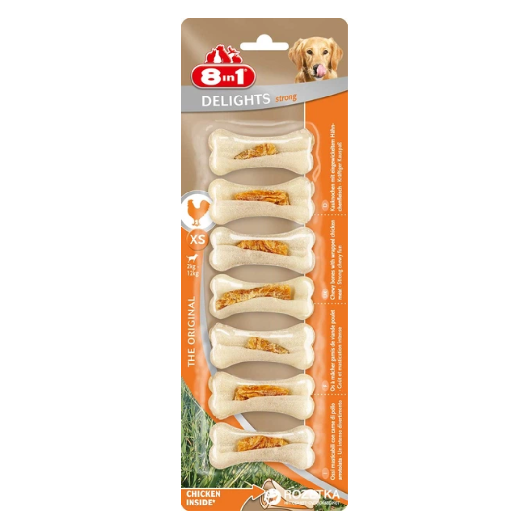 8in1 Delights Chicken Bones Strong XS, 7 pcs, 140 g