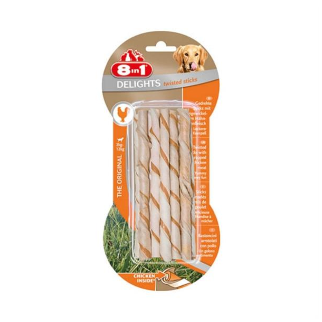 8in1 Delights Chicken Twisted Sticks 55 g