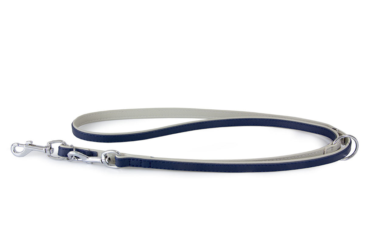 Das Lederband Dog Leash Amsterdam Navy / Grey Width 10 mm / Length 130 cm
