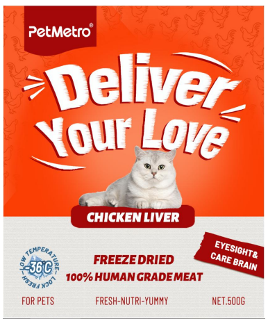 Pet Metro - Flavor Chicken Liver FREEZE DRIED FOOD 500g