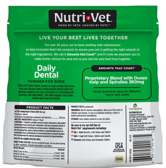 Nutri-Vet Daily Dental Powder for Dogs 2.65 Oz