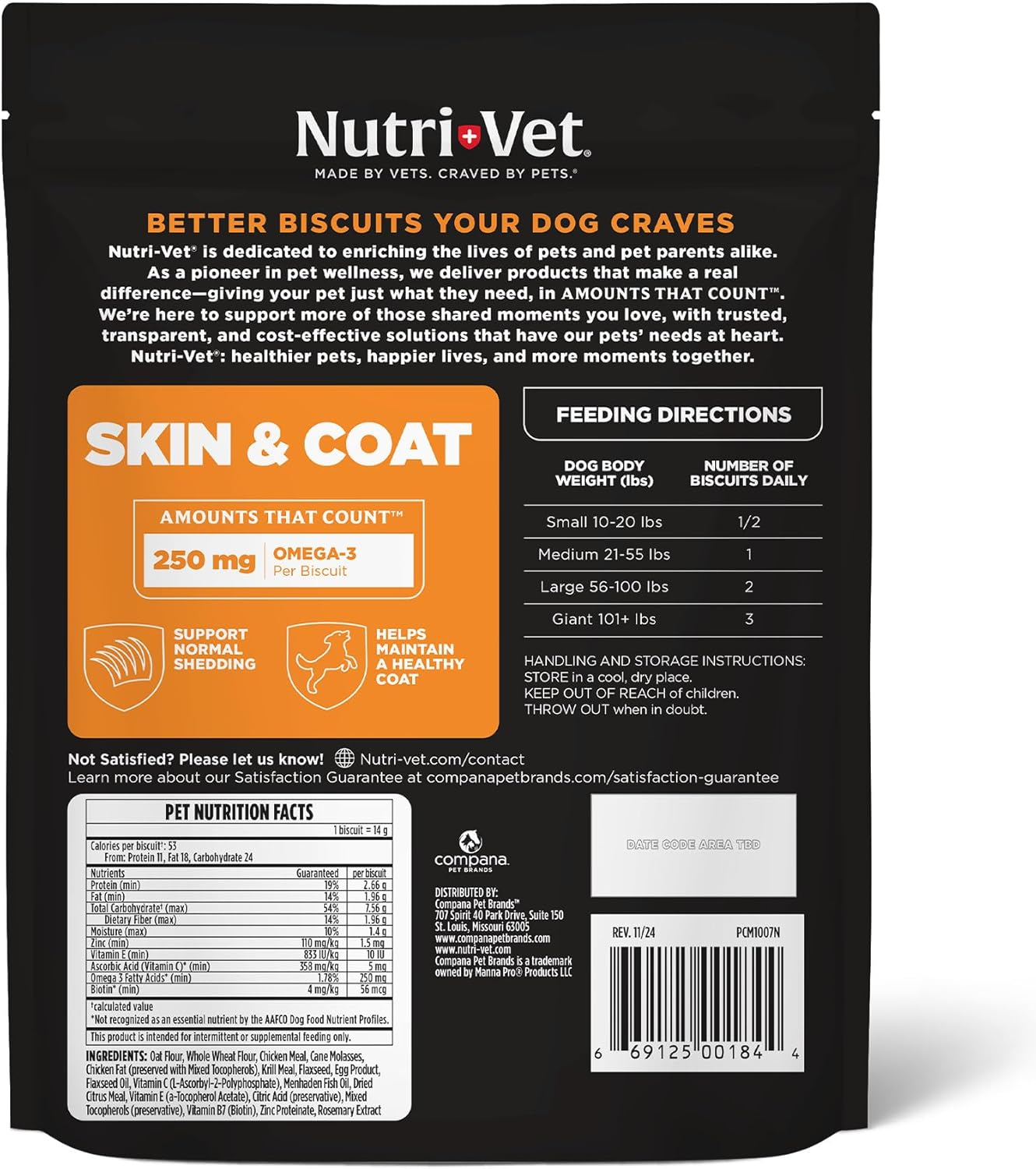 Nutri-Vet Skin & Coat Biscuits for Dogs 16 oz