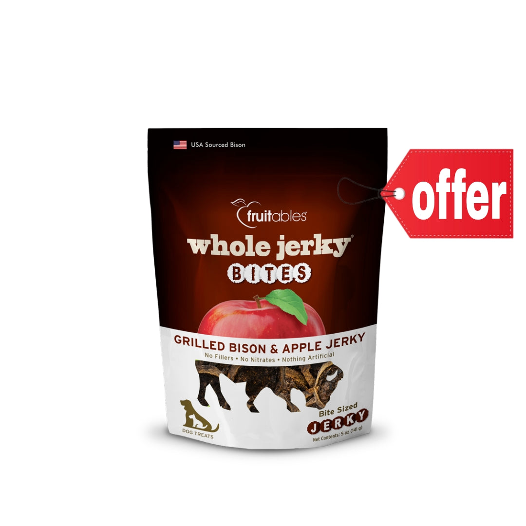 قطع لحم بقري مجفف كاملة من فروتابلز، لحم بيسون مشوي وتفاح، 141 غرام