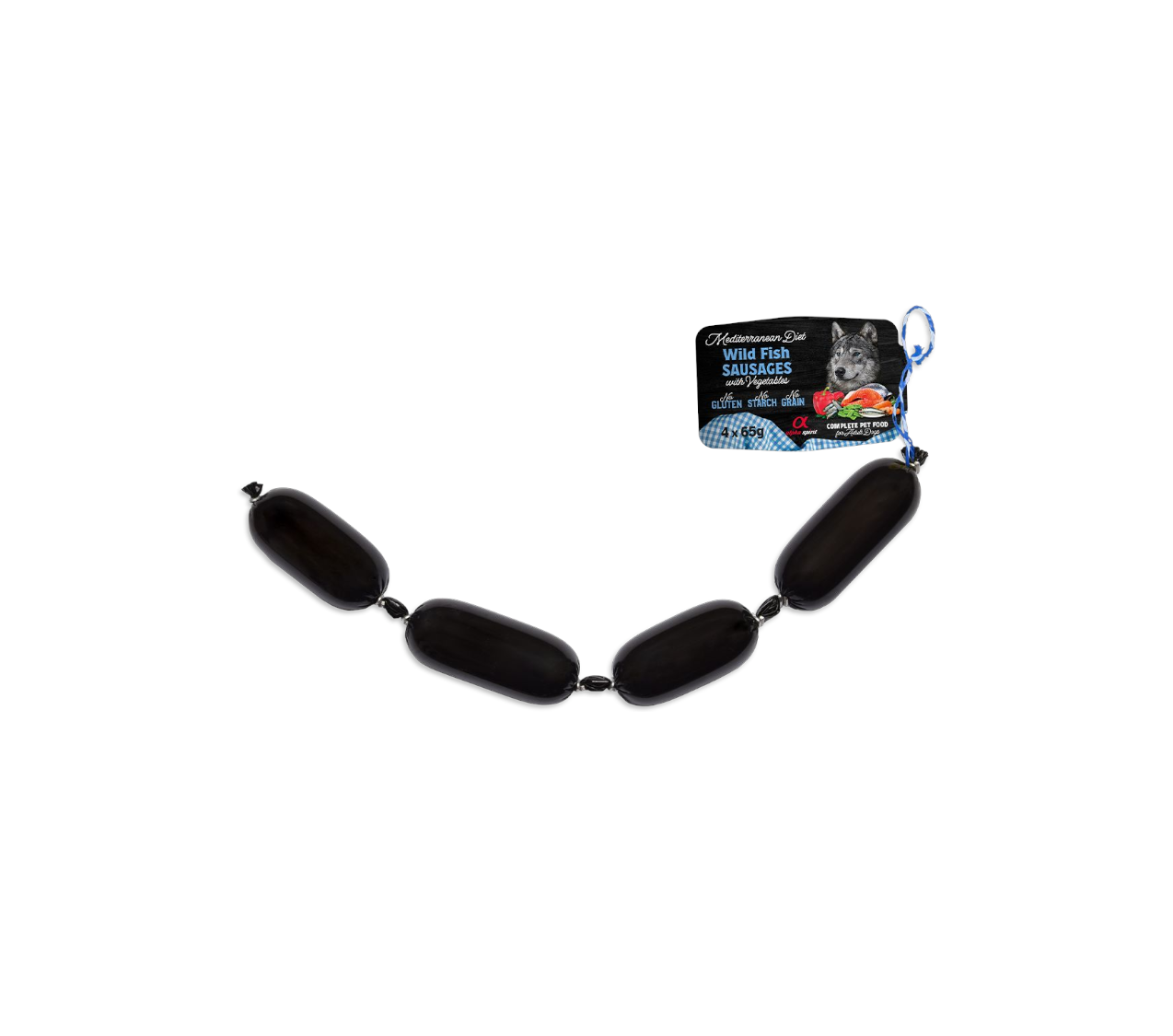 Alpha Spirit - Mediterranean Sausages WILD FISH with Vegetables 4 x 65g