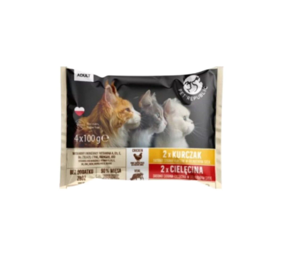 PET REPUBLIC - Chicken fillets and veal in sauce cat sachets 4x100g