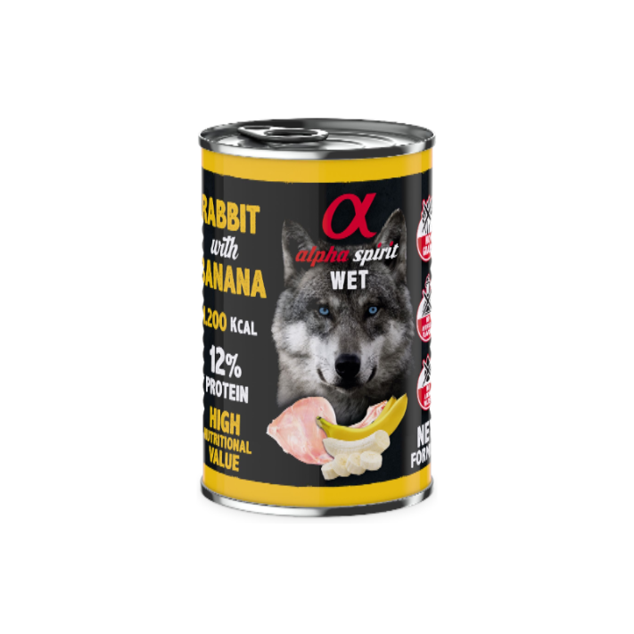 Alpha Spirit - Canned Dog Food RABBIT with Banana 400g