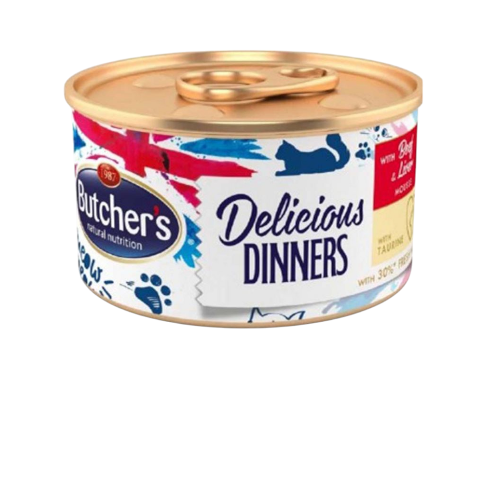 طعام بوتشر دي دي الرطب بنكهة اللحم البقري والكبد للقطط حجم العبوة 85 جرام