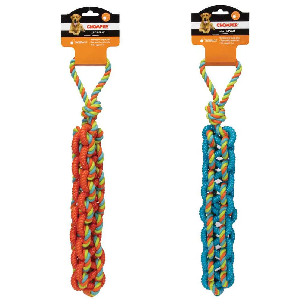 PetEdge-Chomper Braided TPR Rope Tugs - 20CM - Blue