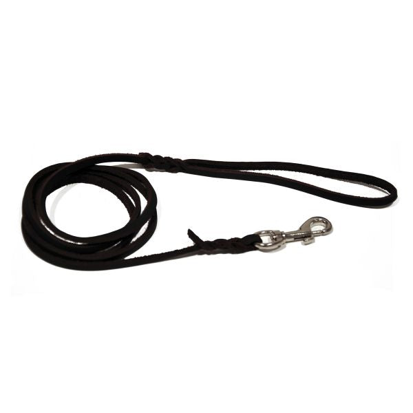 مقود دوغ مان من الجلد باللون الأسود قياس 12 مم 180 سم