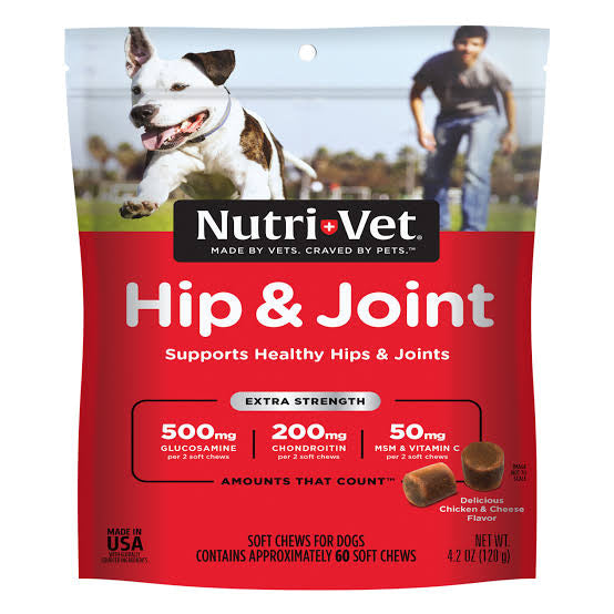 أقراص Nutri-Vet Extra Strength Soft Chews 60 قطعة لمضغ الورك والمفاصل