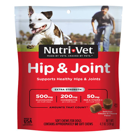 أقراص Nutri-Vet Extra Strength Soft Chews 60 قطعة لمضغ الورك والمفاصل