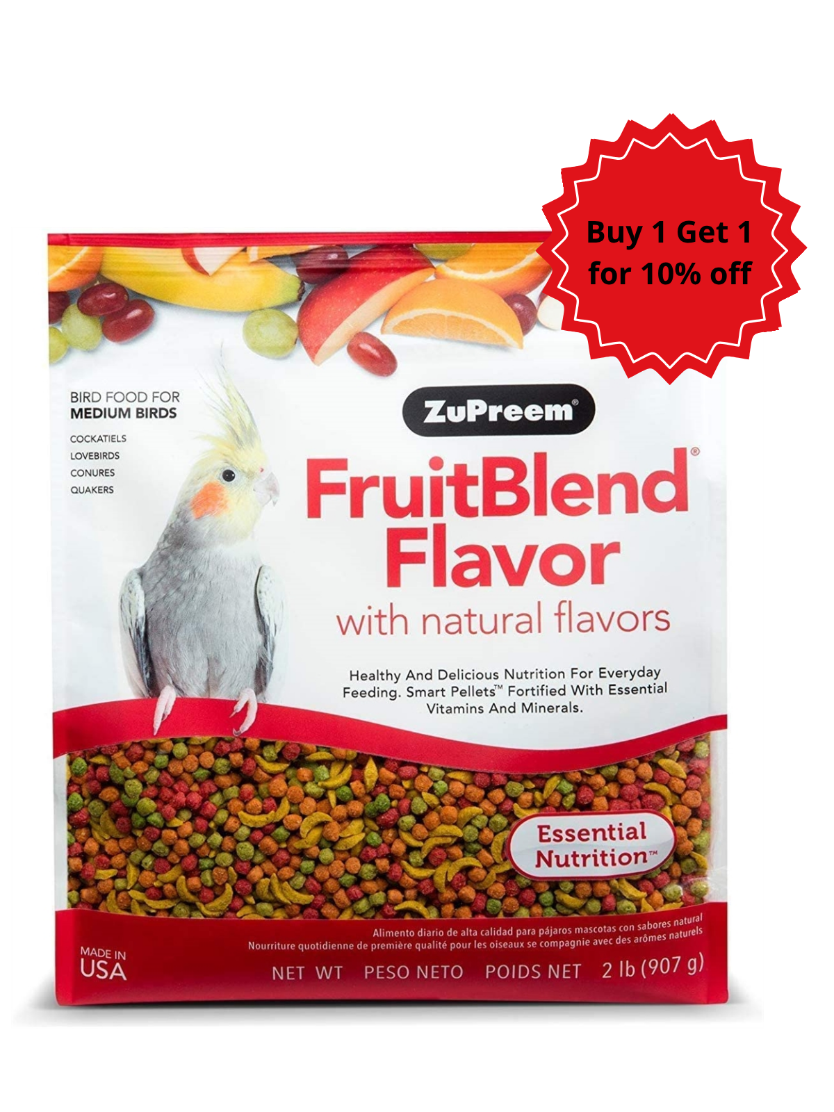 Zupreem -  FruitBlend Flavor for Medium Size Birds 2lb (0.91kg)