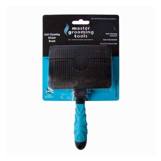 PetEdge-Mgt Self-cleaning Slicker Brush L Blu
