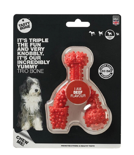 TastyBone Nylon Trio Bone Toy for Small Dogs, Beef Flavor