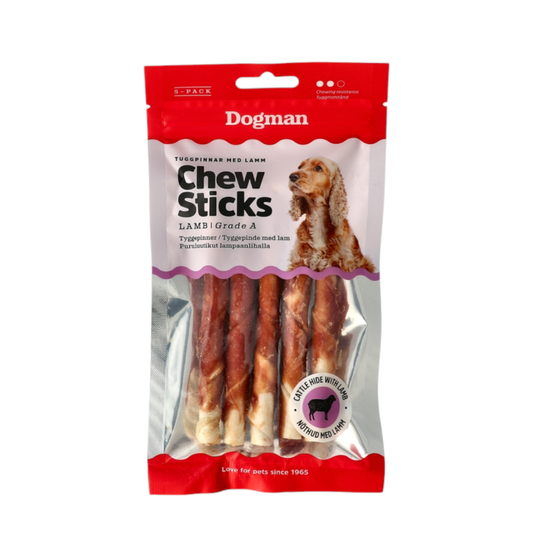 Dogman- Chewing Sticks with Lamb 5p -63gm white