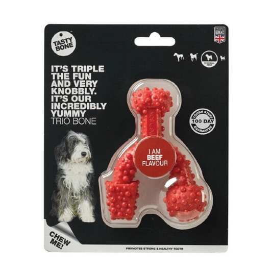 TastyBone Nylon Trio Bone Toy for Small Dogs, Beef Flavor
