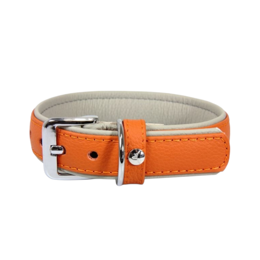 Das Lederband Dog Collar Amsterdam Orange / Grey