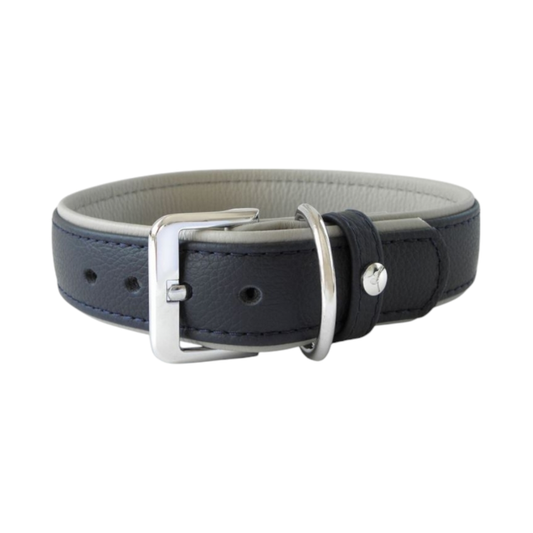 Das Lederband Dog Collar Amsterdam Navy / Grey