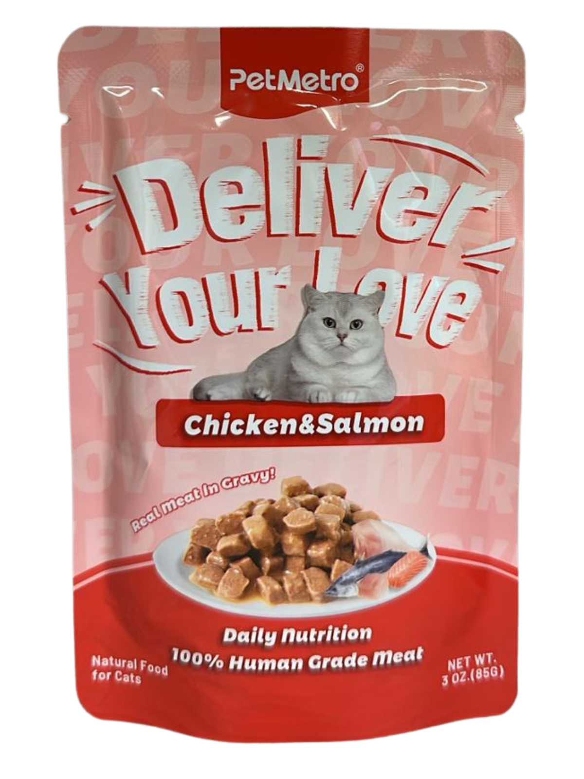 Pet Metro - Flavor Chicken Salmon CHUNK IN GRAVY POUCH  85g