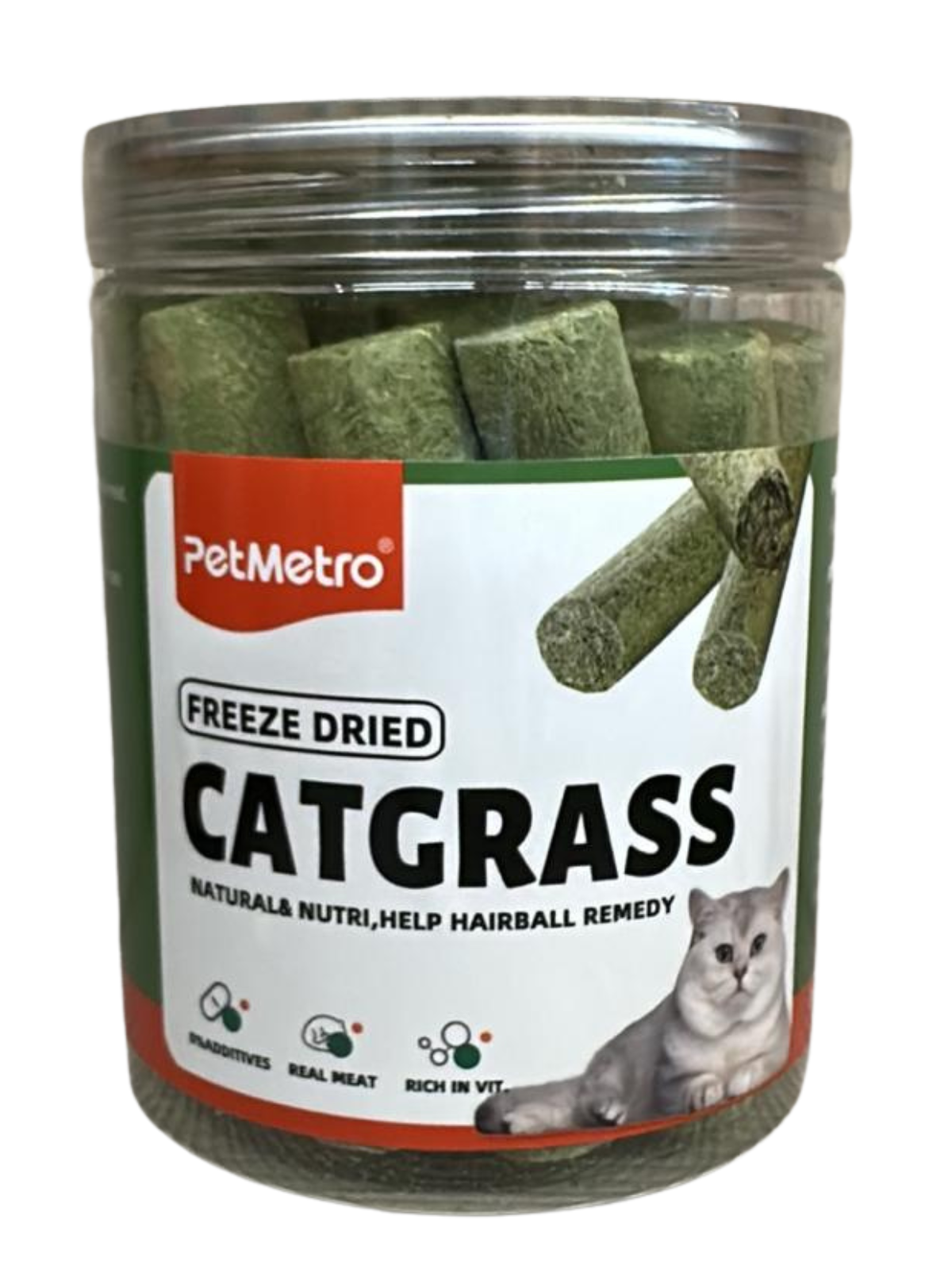 مكافأت بت مترو  المجففه بالتبريد للقطط بنكهة العشب حجم العبوة 130 جم