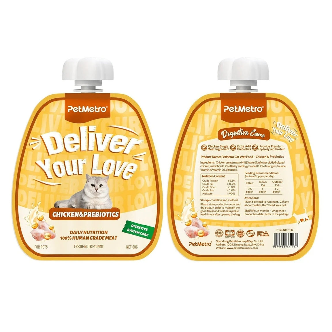 Pet Metro - Flavor Chicken&Prebiotics NUTRITION POUCH 60g