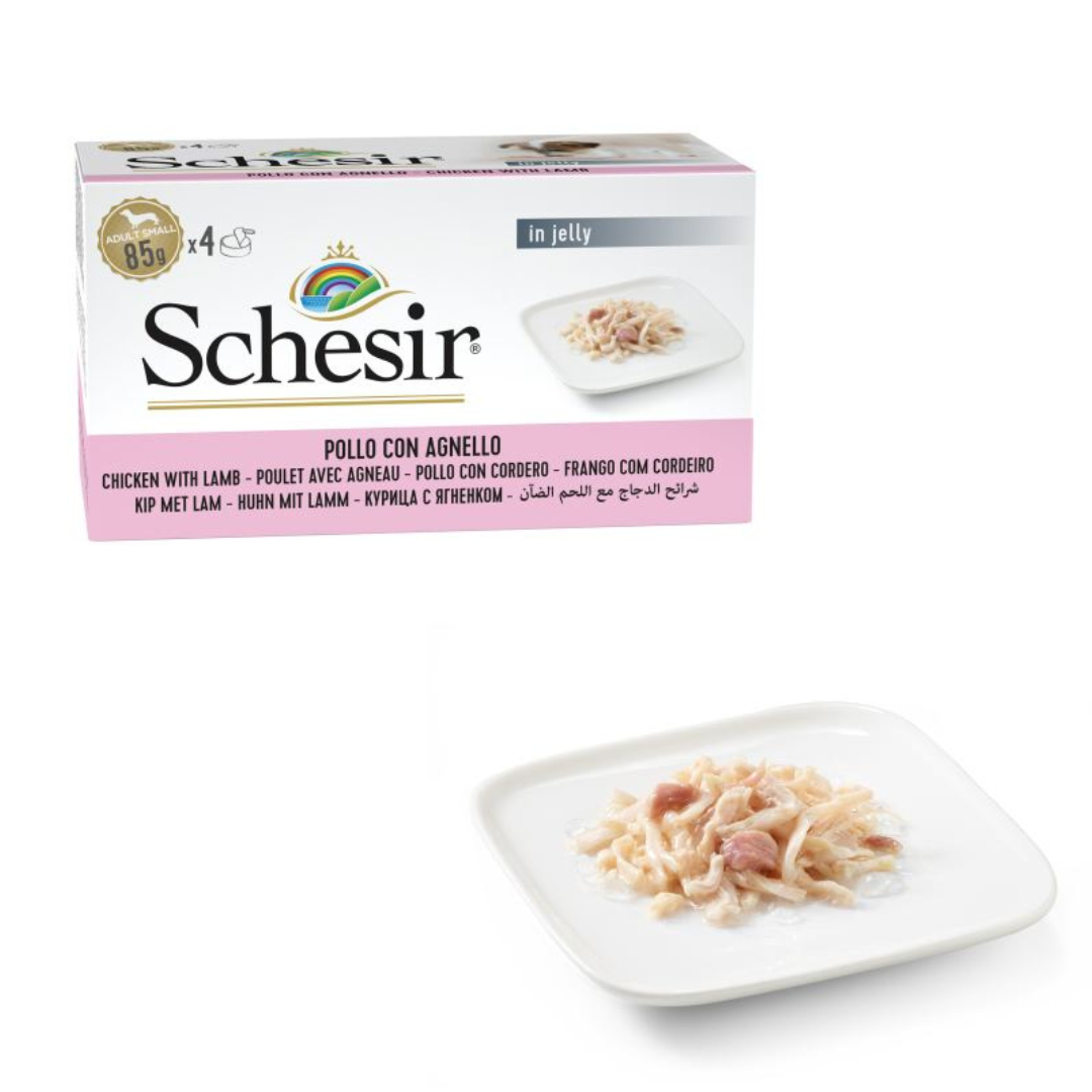 Schesir Multipack Chicken with Lamb Wet Dog Food, Pack of 4 x 85g
