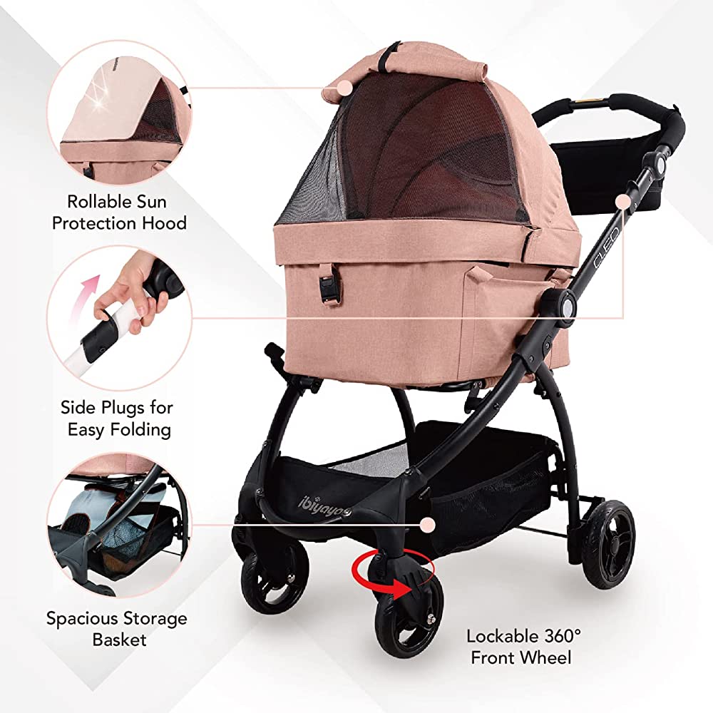 Ibiyaya-New Cleo Travel System Pet stroller - 9kg - Coral Pink