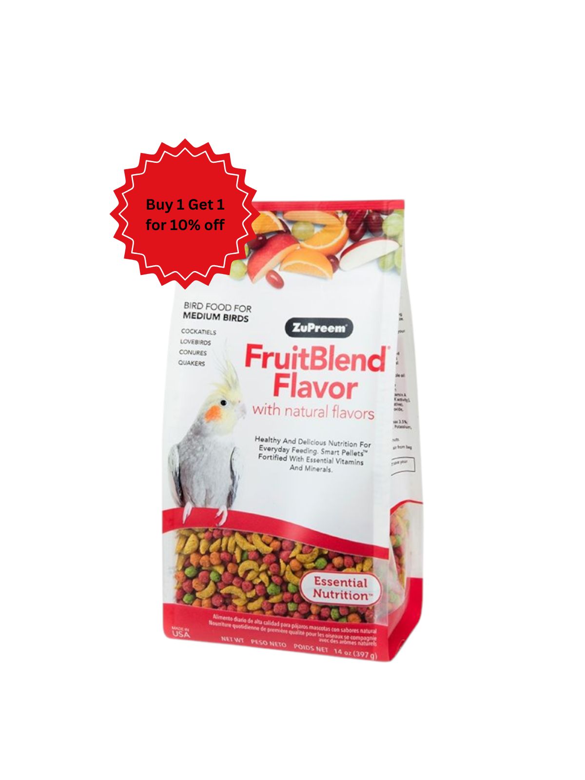 طعام زوبريم للطيور المتوسطة بنكهة مزيج الفواكة حجم العبوة 14 أونصة (379جم)