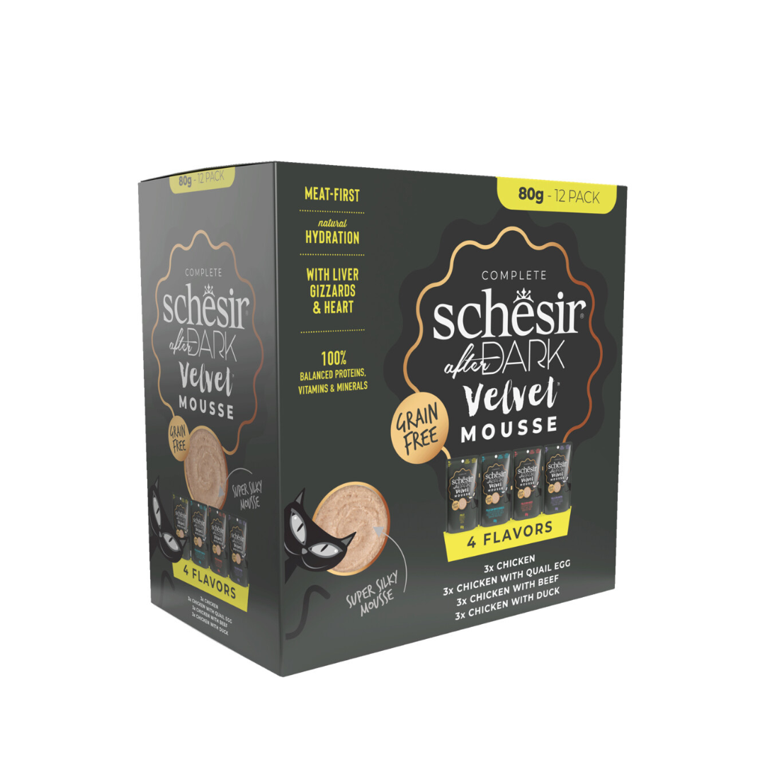 Schesir After Dark Velvet Mousse Variety Pack Wet Cat Food, Pack of 12 x 80g