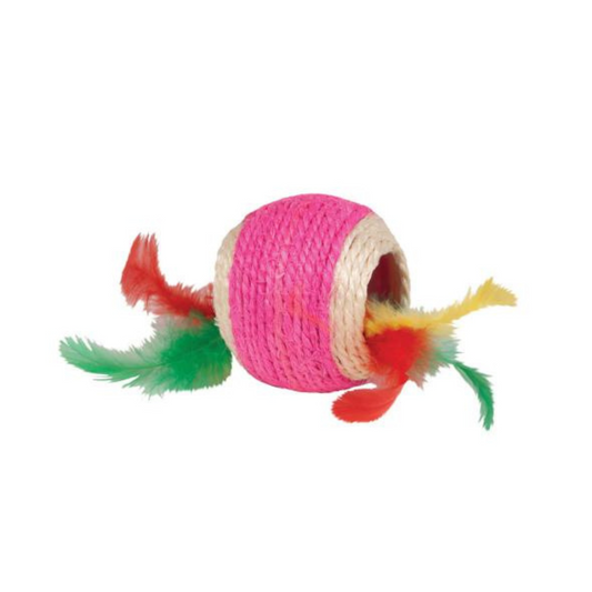 PetEdge-KB Jute Ball With Feather Middle